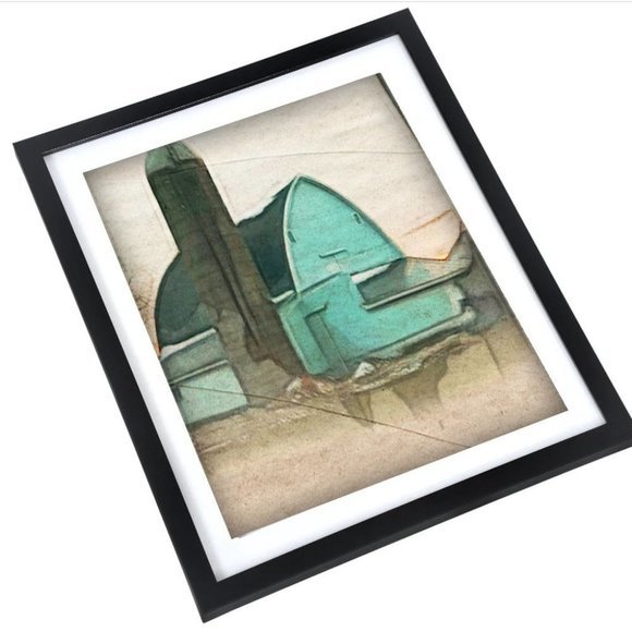 barn 8x10 warercolor picture print in photo paper with black frame!!!‎ - Picture 2 of 3